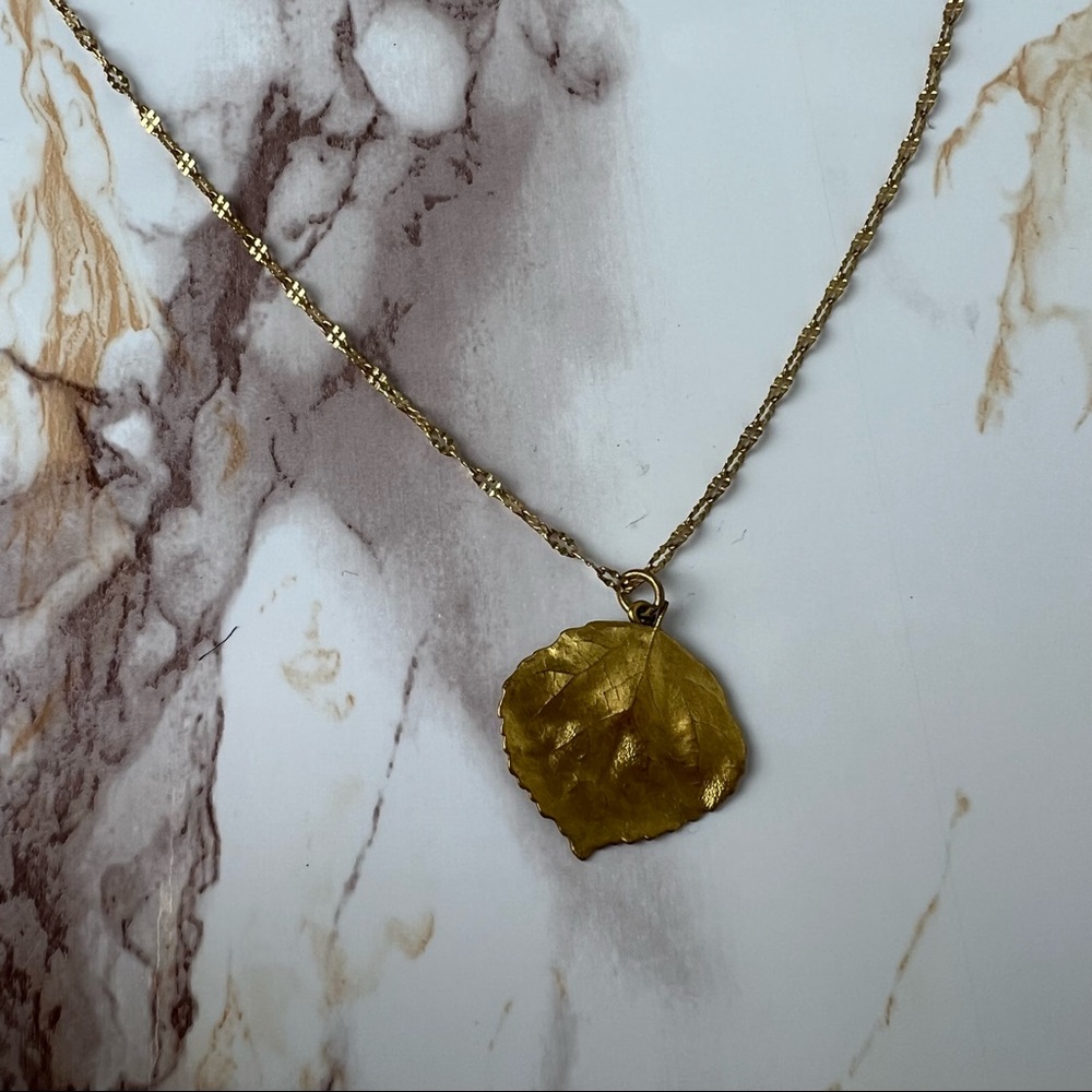 Vintage Gold Dipped Leaf + Thin Gold Chain - image 7